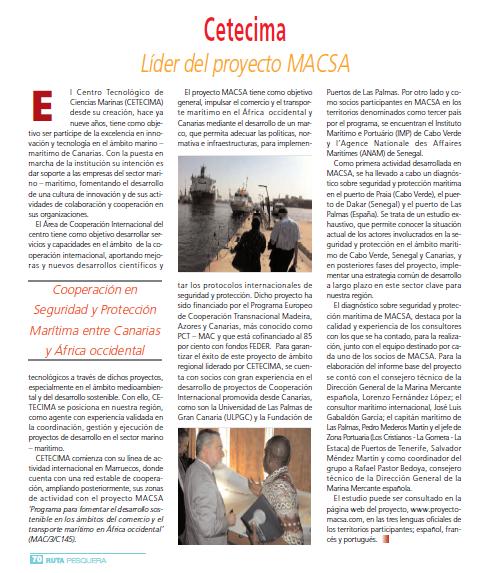 El proyecto MACSA en la Revista Ruta Pesquera